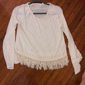 long sleeve fringe top